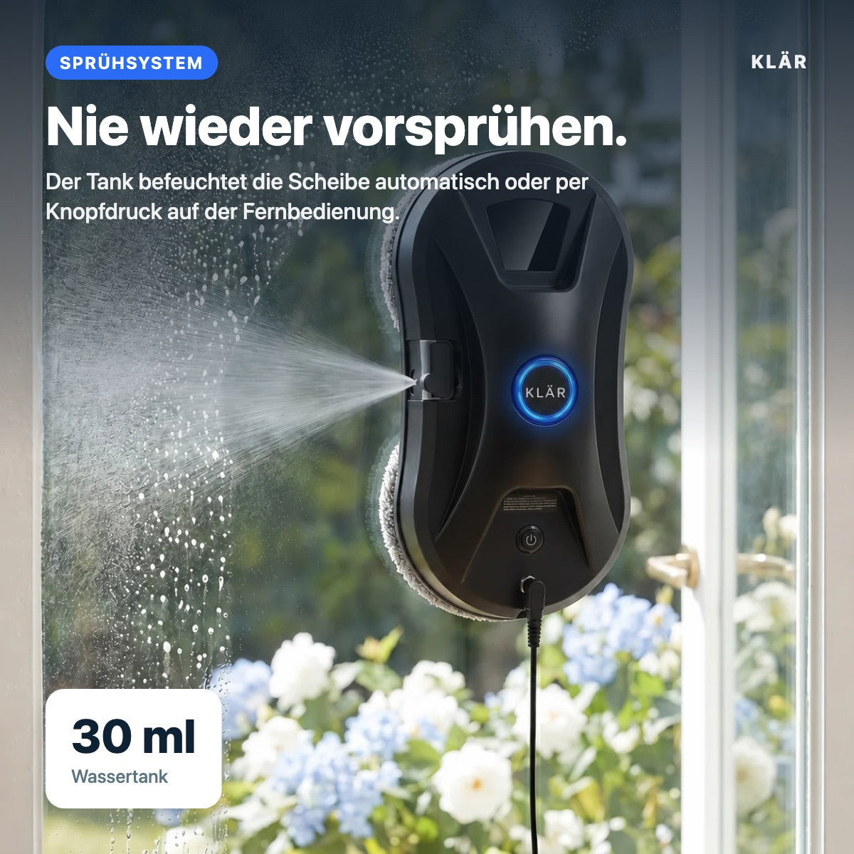 KLÄR Connect – integriertes Sprühsystem mit 30-ml-Tank