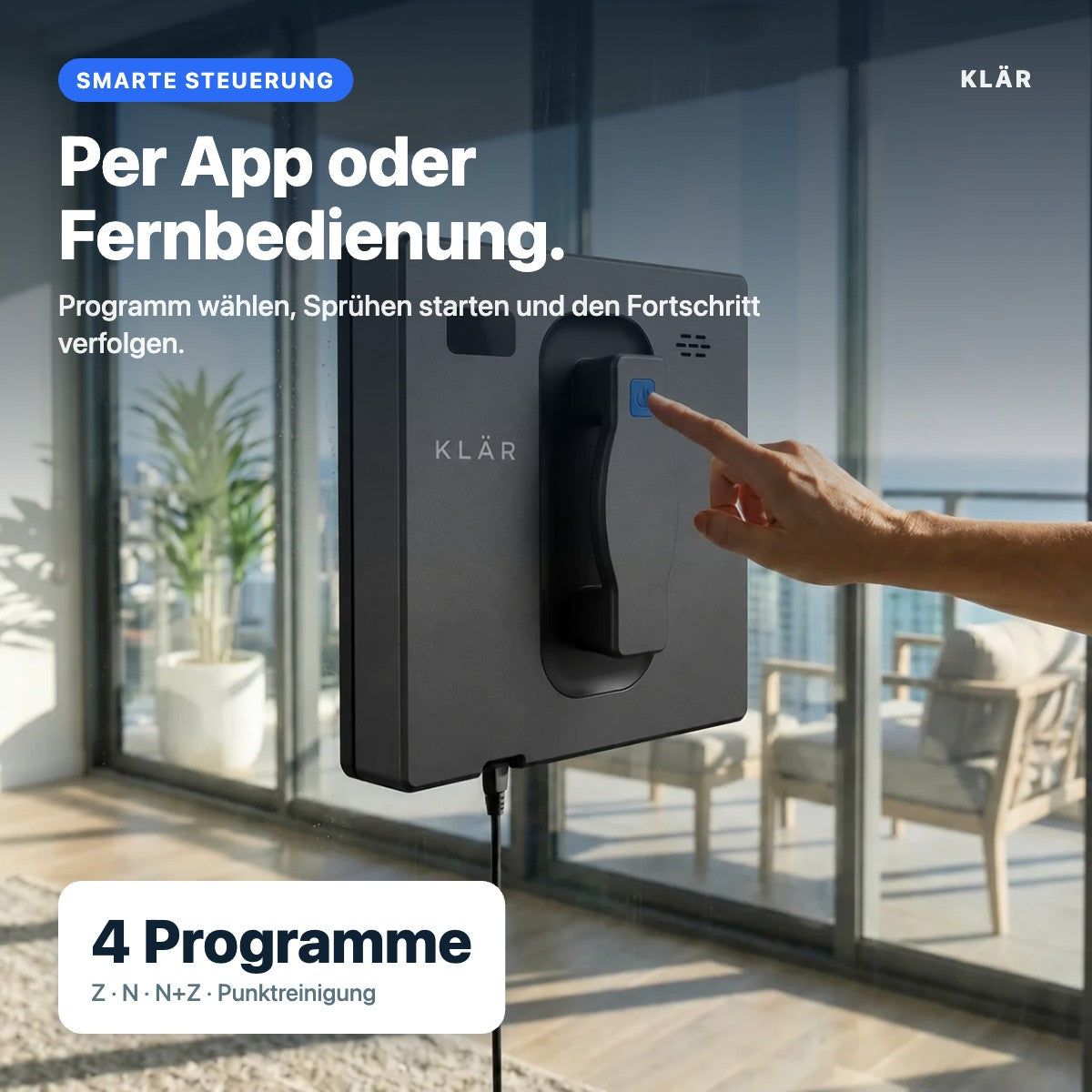 KLÄR Duo – Steuerung per App oder Fernbedienung